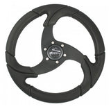 Volante Schmitt Marine Folletto de 14.2" - Poliuretano pulido negro - Eje cónico de 3/4" con tapa central negra