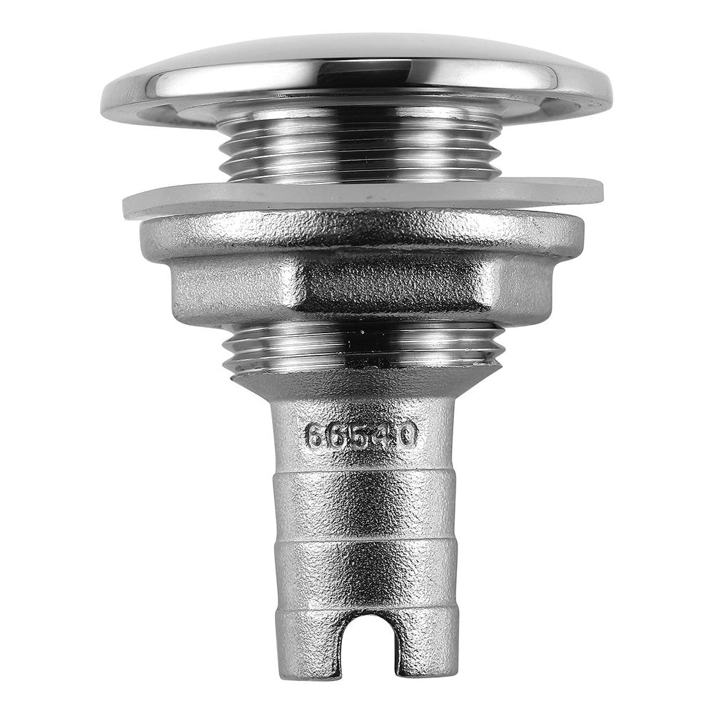 Conector pasacasco recto corto de acero inoxidable con espiga Attwood - 5/8" de diámetro interior