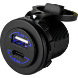 Toma de corriente doble USB y USB-C redonda Sea-Dog