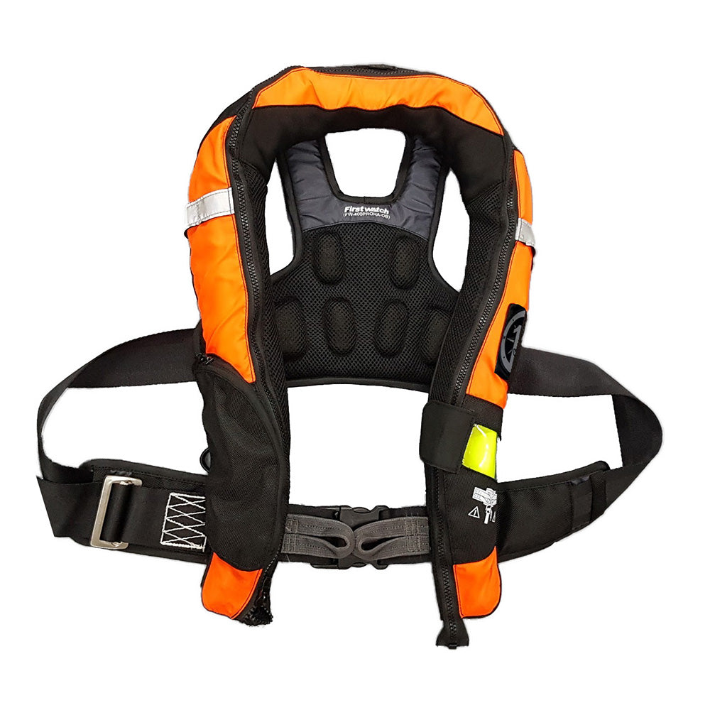 Chaleco salvavidas inflable automático First Watch FW-40PRO Ergo con arnés - Naranja alta visibilidad y negro