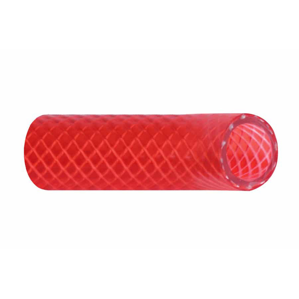 Manguera de línea de alimentación de agua caliente Trident Marine de 5/8" x 50' de PVC reforzado (FDA) en caja - Apta para agua potable - Rojo translúcido