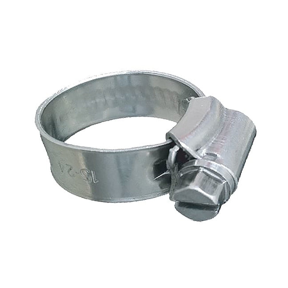 Abrazadera de manguera de tornillo sin fin no perforada de acero inoxidable 316 Trident Marine - Banda de 3/8" - Rango de sujeción de 5/8"–15/16" - Paquete de 10 - Tamaño SAE 8