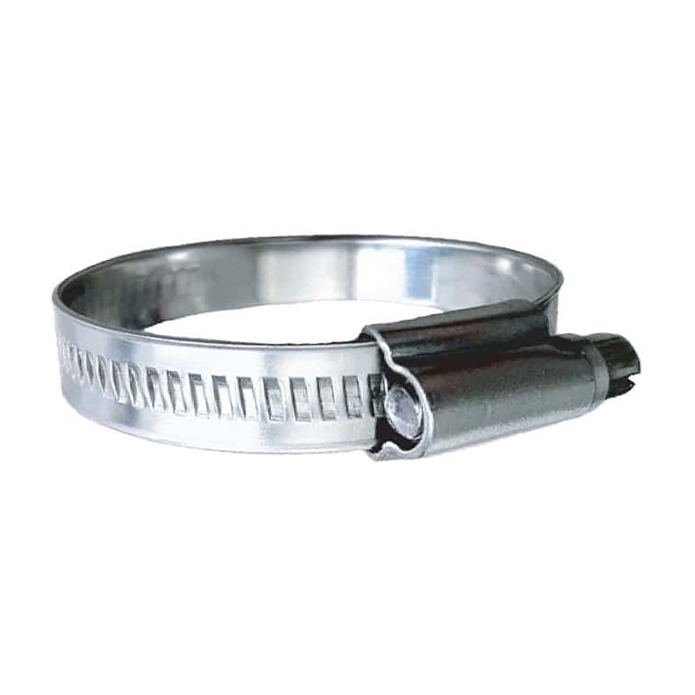 Abrazadera de manguera de tornillo sin fin no perforada de acero inoxidable 316 Trident Marine - Banda de 15/32" - Rango de sujeción (5/8" – 15/16") - Paquete de 10 - Tamaño SAE 8