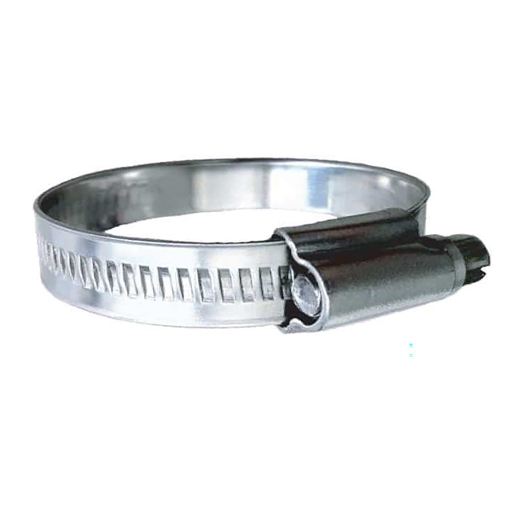 Abrazadera de manguera de tornillo sin fin no perforada de acero inoxidable 316 Trident Marine - Banda de 15/32" - Rango de sujeción de 1-1/2" - 2" - Paquete de 10 - Tamaño SAE 24