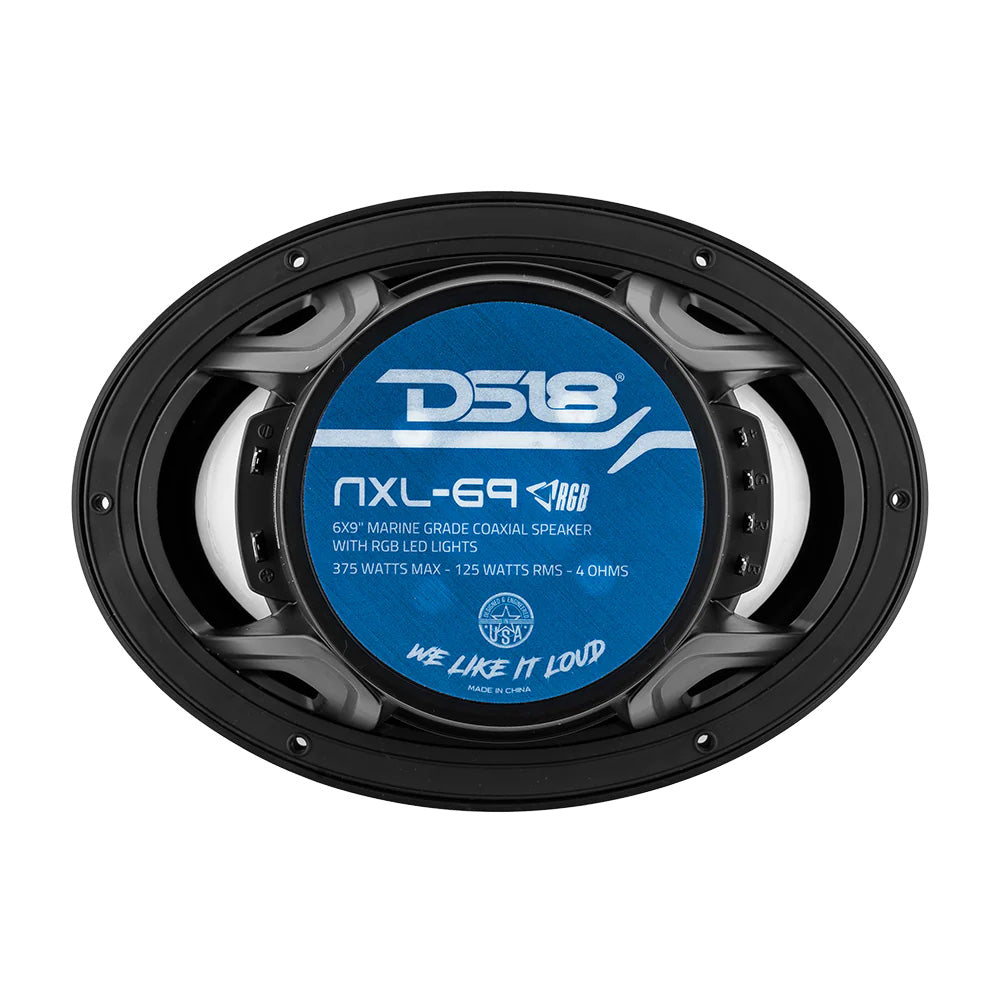 Altavoces marinos de 2 vías DS18 HYDRO de 6 x 9" con luces LED RGB integradas - 375W - Negros