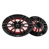 Altavoces marinos de 2 vías DS18 HYDRO de 6 x 9" con luces LED RGB integradas - 375W - Negros