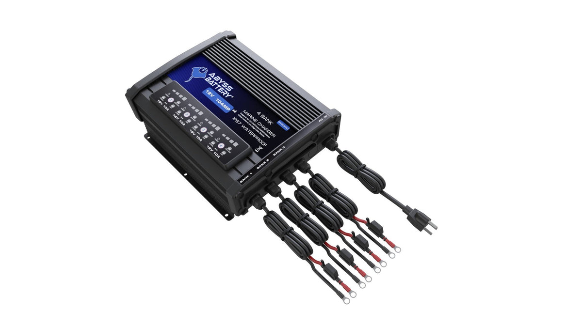 Cargador de baterías Abyss de 12 V y 4 bancos