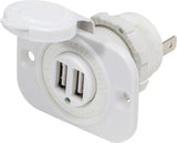 Blue Sea 12V DC Dual USB Charger Socket - White