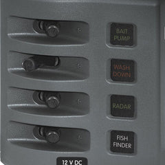 Blue Sea 4304 WeatherDeck Water Resistant Fuse Panel - 4 Position - Grey