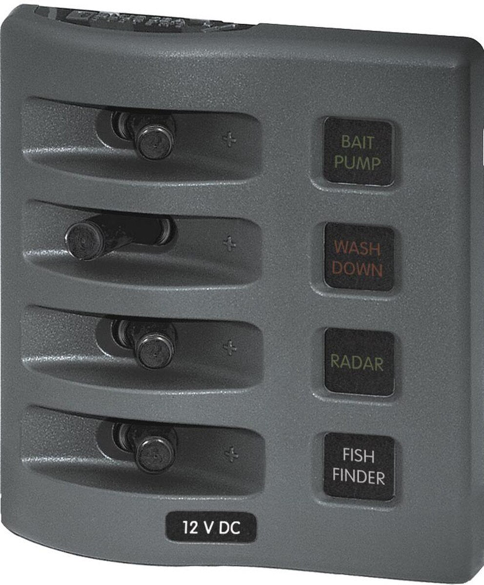 Blue Sea 4304 WeatherDeck Water Resistant Fuse Panel - 4 Position - Grey