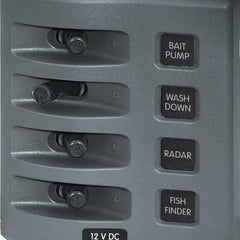Panel de interruptores impermeable Blue Sea 4305 WeatherDeck® de 12V CC - 4 posiciones