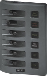 Panel de fusibles resistente al agua WeatherDeck de Blue Sea 4306 - 6 posiciones - Gris