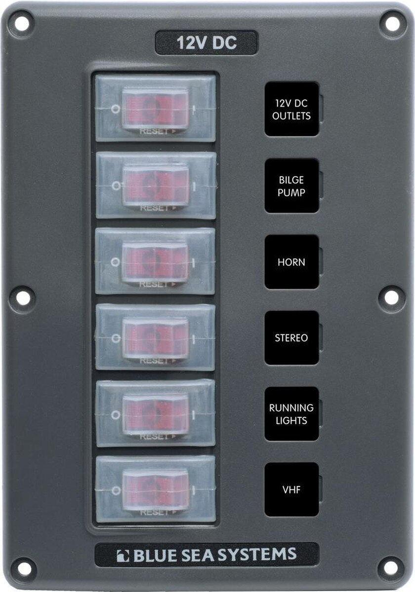 Blue Sea 4322 Circuit Breaker Switch Panel 6 Position - Gray