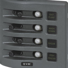 Blue Sea 4374 WeatherDeck Water Resistant Circuit Breaker Panel - 4 Position - Grey