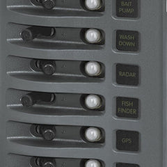 Blue Sea 4376 WeatherDeck Water Resistant Circuit Breaker Panel - 6 Position - Grey
