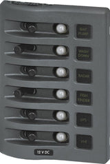 Blue Sea 4376 WeatherDeck Water Resistant Circuit Breaker Panel - 6 Position - Grey