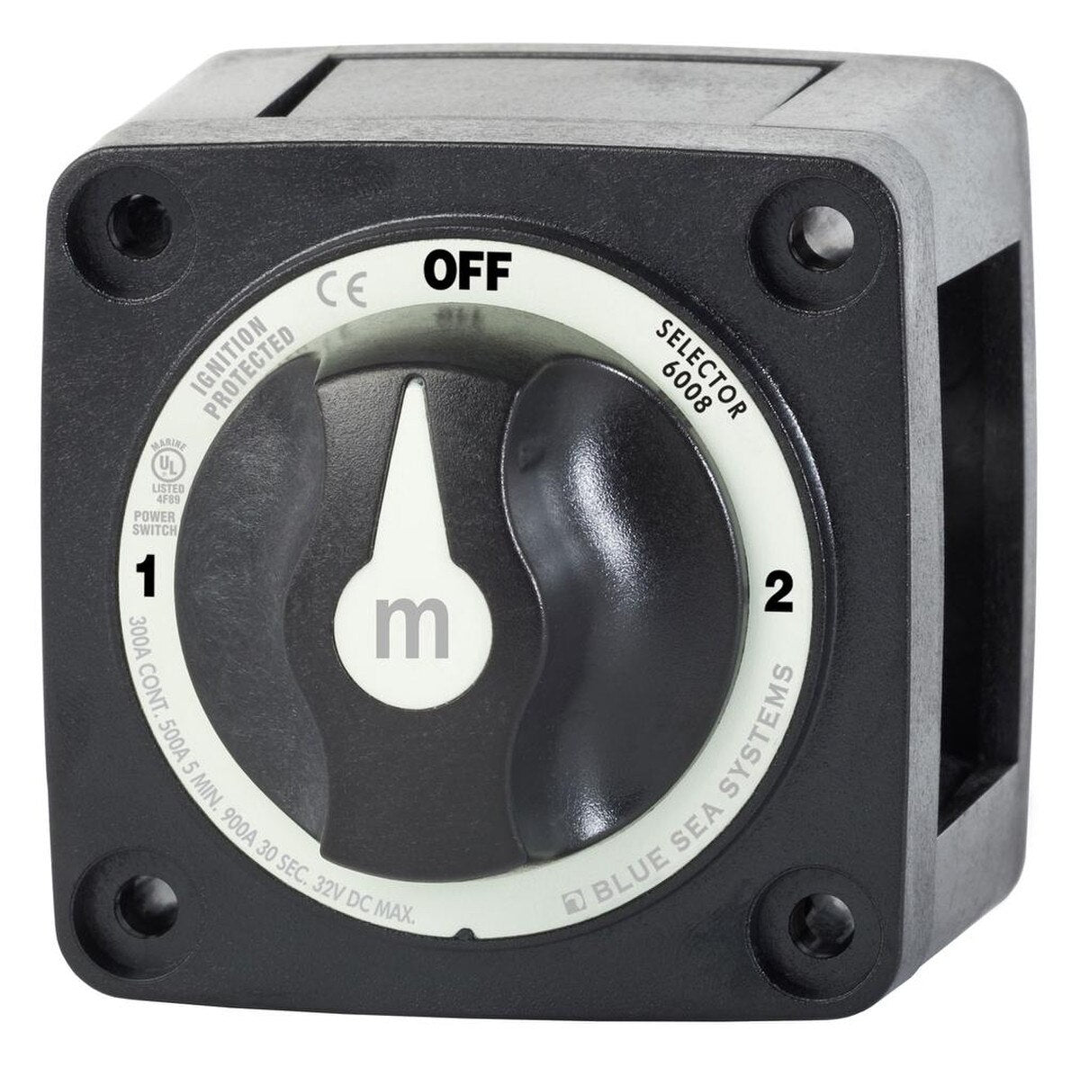 Interruptor de batería selector de 3 posiciones serie m de Blue Sea 6008200 - Negro