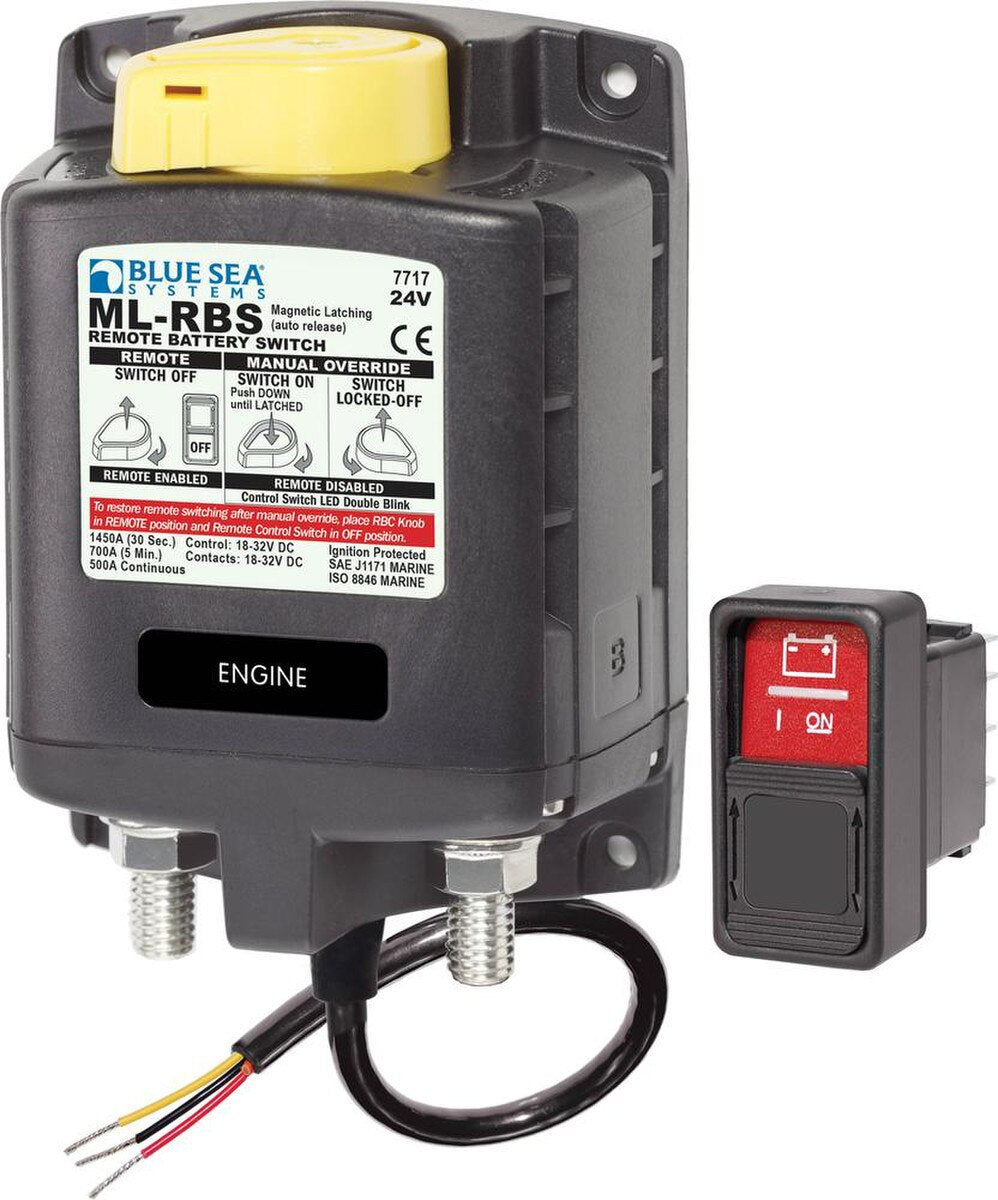 Blue Sea 7717 ML-RBS Interruptor de batería remoto con control manual de liberación automática - 24V