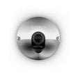 A stainless steel flush mount camera with a visible brand logo, designed for marine use.