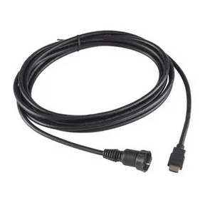 A black HDMI cable with one end being a standard HDMI connector and the other end a specialized connector for Garmin marine devices.
