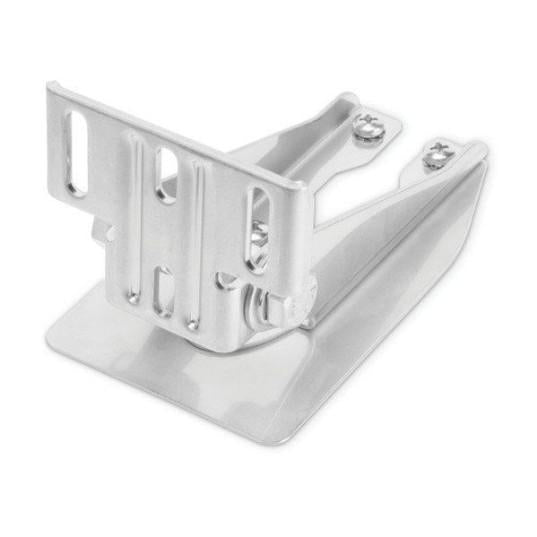 A metal transducer bracket designed for mounting transducers to the transom of a boat.
