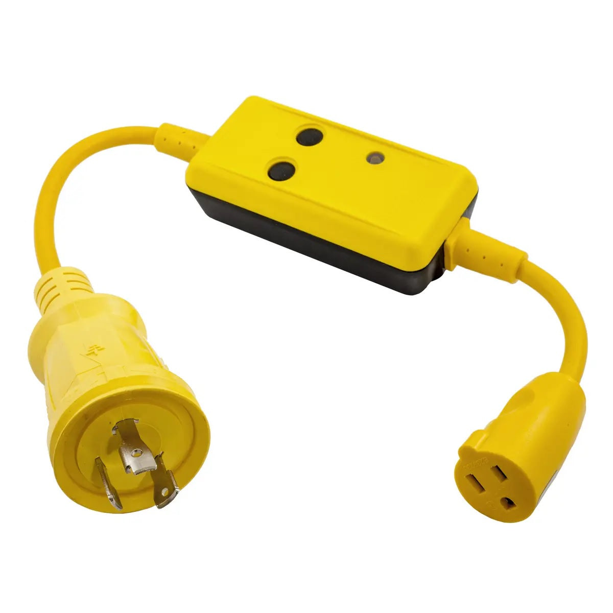 Adaptador Hubbell HBL105GF de hembra 15A a macho 30A con protección GFCI