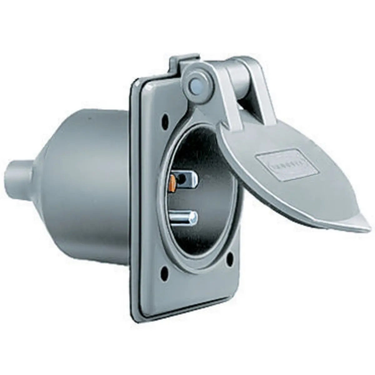 Tomacorriente Hubbell HBL61CM64 de 15 amperios, 125v, 2 polos, 3 hilos, color gris