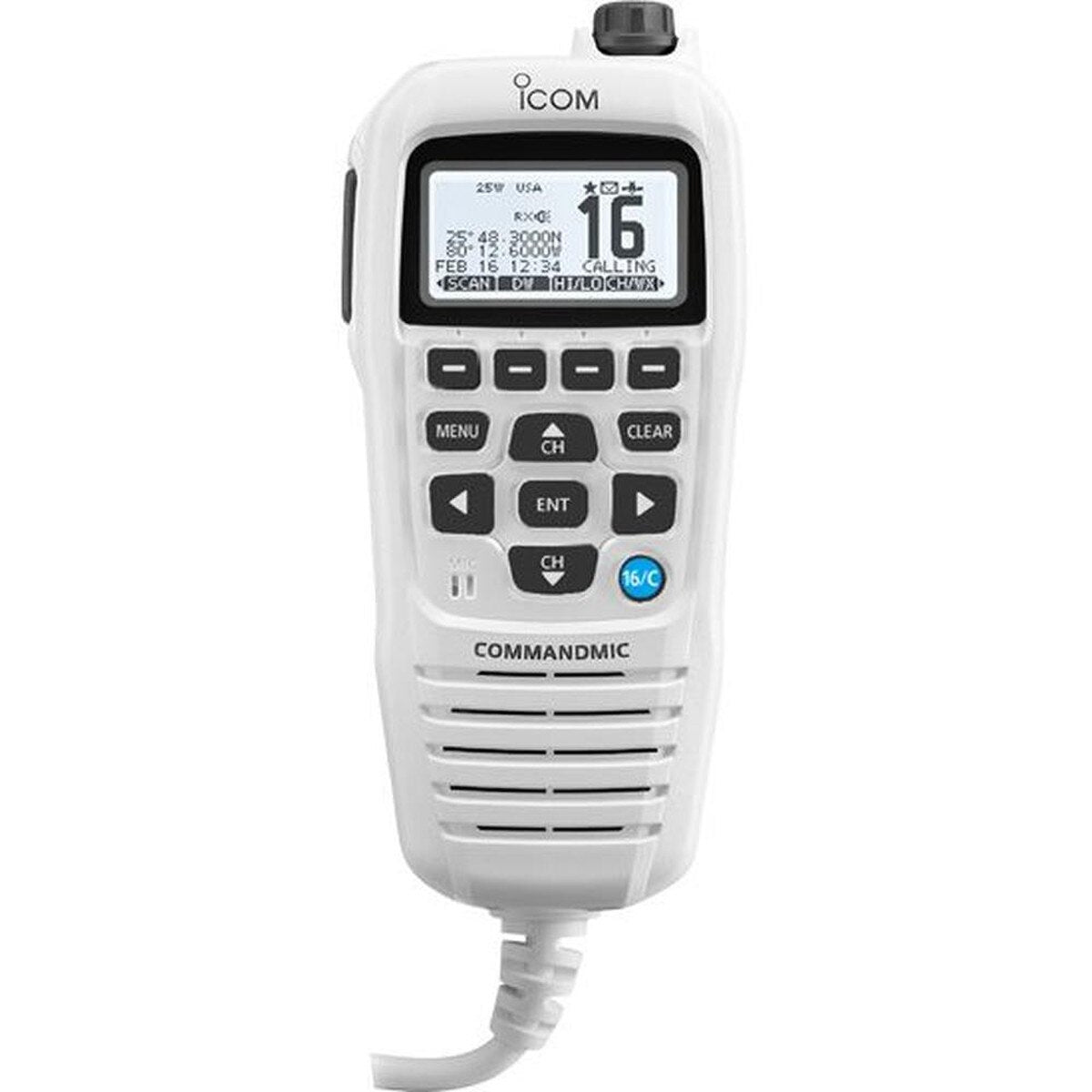 Icom HM195 CommandMic™ IV with White BlackLit LCD - Super White