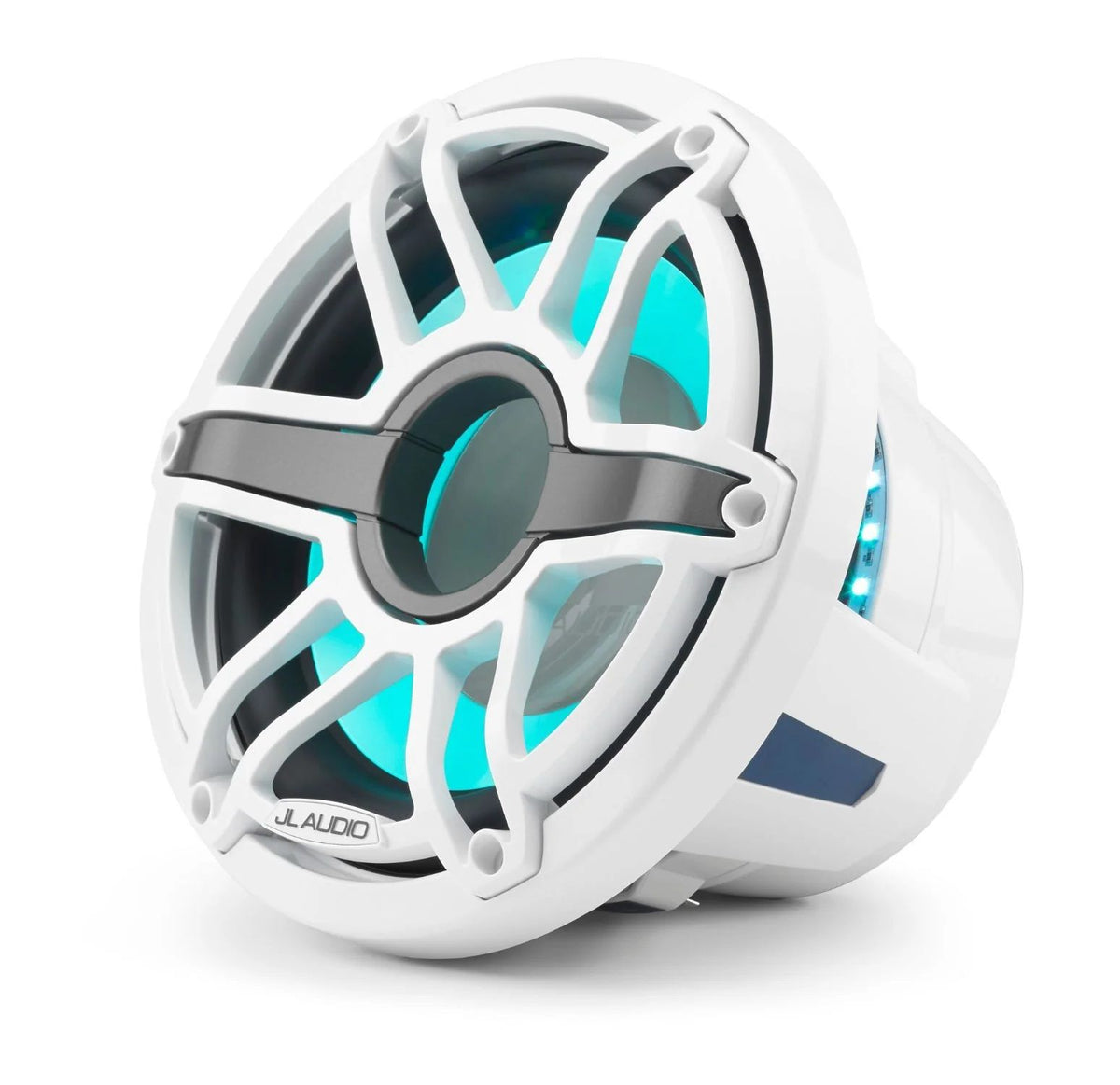 JL Audio M6 10" Marine Subwoofer w/Gloss White Sport Grille & Transflective™ LED Lighting - M6-10W-S-GwGw-i-4