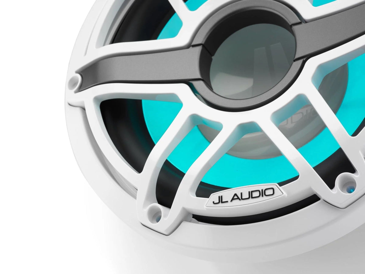 JL Audio M6 10" Marine Subwoofer w/Gloss White Sport Grille & Transflective™ LED Lighting - M6-10W-S-GwGw-i-4