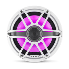 Altavoces coaxiales marinos JL Audio serie M6 de 7,7" con rejilla deportiva en blanco brillante e iluminación LED Transflective™ - M6-770X-S-GwGw-i