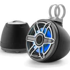 JL Audio M6 VeX™ Series 6.5" Enclosed Coaxial Speakers w/RGB LED Lighting & Titanium Sports Grilles - M6-650VEX-Mb-S-GmTi-i