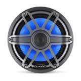Altavoces coaxiales marinos JL Audio serie M6 de 7.7" con rejilla deportiva gris metálico e iluminación LED Transflective™ - M6-770X-S-GmTi-i