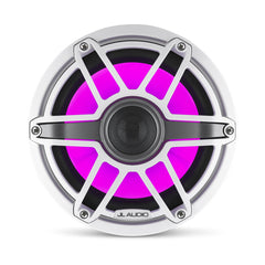 JL Audio M6 Series 8.8" Marine Coaxial Speakers w/Gloss White Sport Grille & Transflective™ LED Lighting - M6-880X-S-GwGw-i