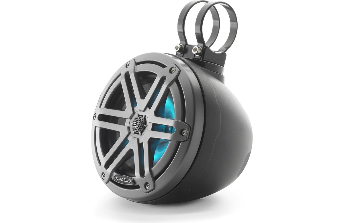 Altavoces coaxiales cerrados JL Audio serie M3 VeX™ de 6.5" con iluminación LED RGB y rejillas deportivas gris metálico - M3-650VEX-Mb-S-Gm-i