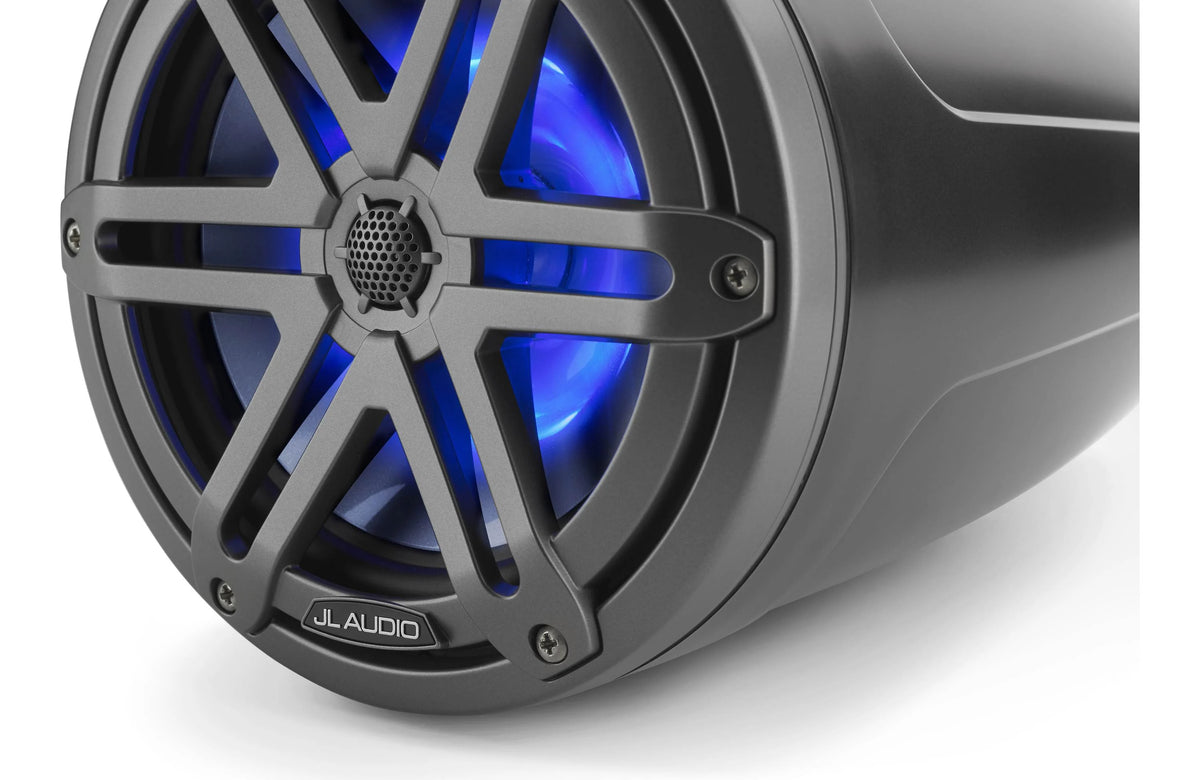 JL Audio M3 Series 7.7" Enclosed Tower Coaxial System w/Grey Metallic Sport Grille & RGB LED Lighting - M3-770ETXv3-Sb-S-Gm-i