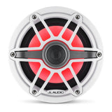 JL Audio M6 Series 6.5" Marine Coaxial Speakers w/Gloss White Sport Grille & Transflective™ LED Lighting - M6-650X-S-GwGw-i