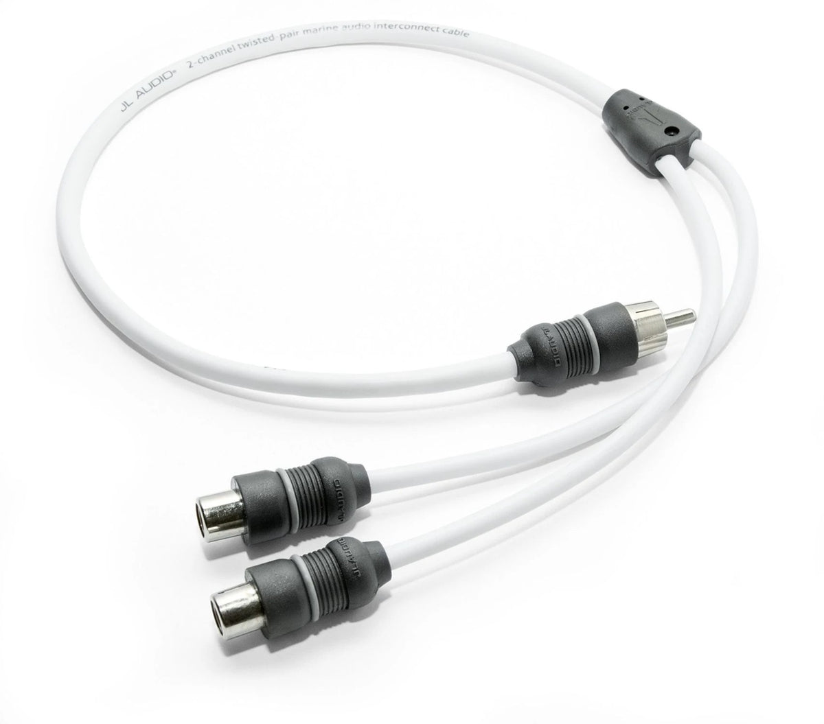 Adaptador en Y de audio marino JL Audio de 2 canales, 1 conector macho a 2 jacks hembra - XMD-WHTAICY-1M2F