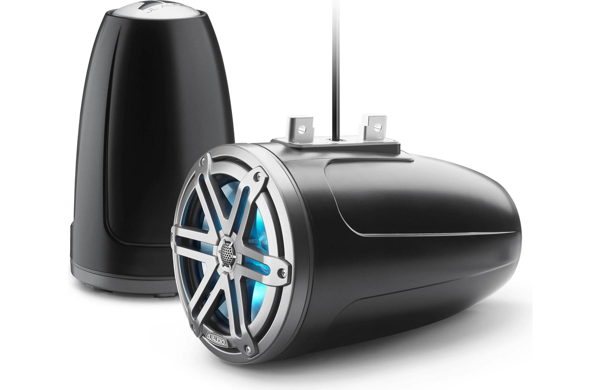 JL Audio M3 Series 7.7" Enclosed Tower Coaxial System w/Grey Metallic Sport Grille & RGB LED Lighting - M3-770ETXv3-Sb-S-Gm-i