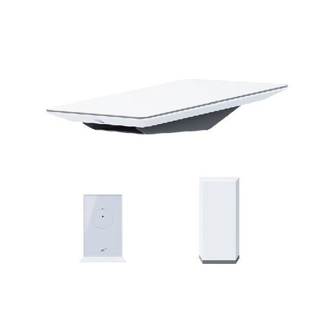 An image showing a StarLink satellite internet antenna bundle, including a rectangular antenna and two cylindrical devices, likely components of the SL Router.