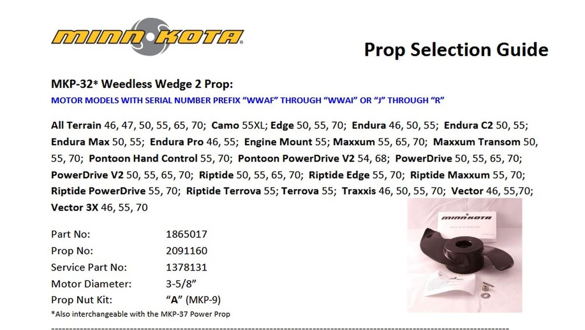 Minn Kota MKP-32 Weedless Wedge™ 2 Prop