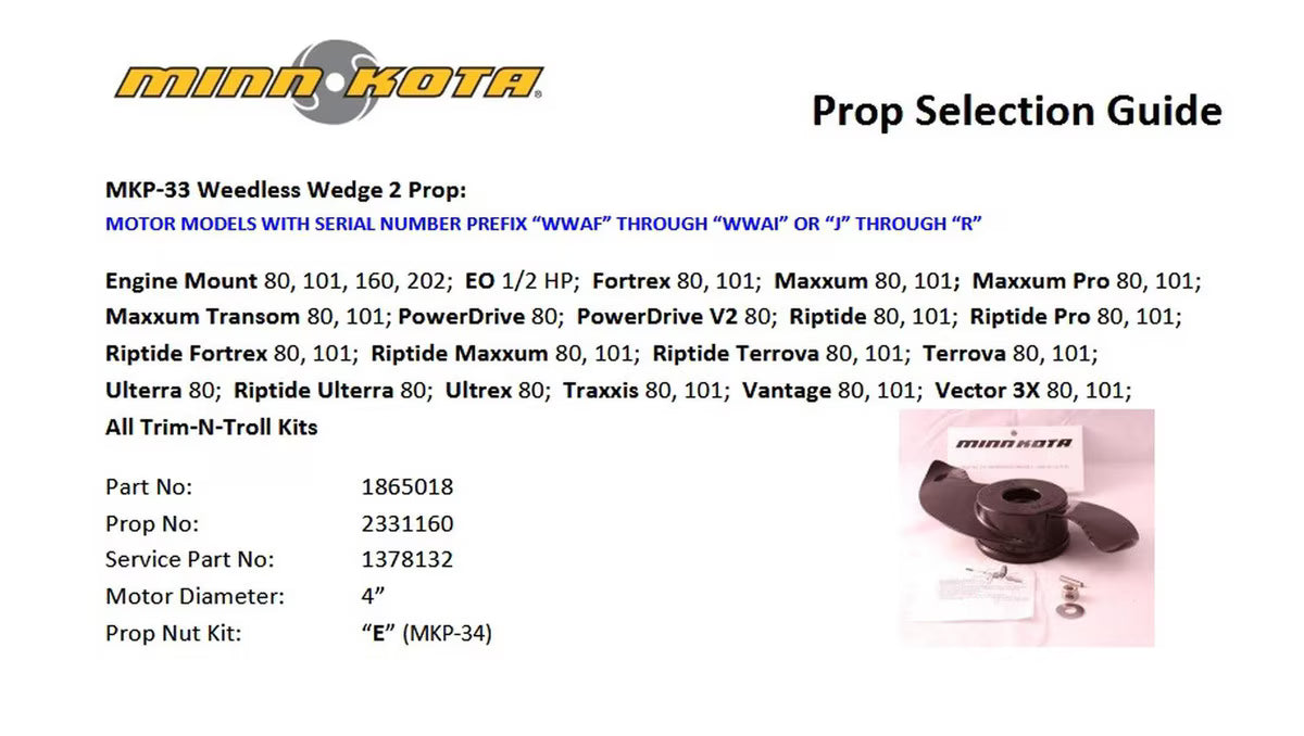 Minn Kota MKP-33 Weedless Wedge™ 2 Prop