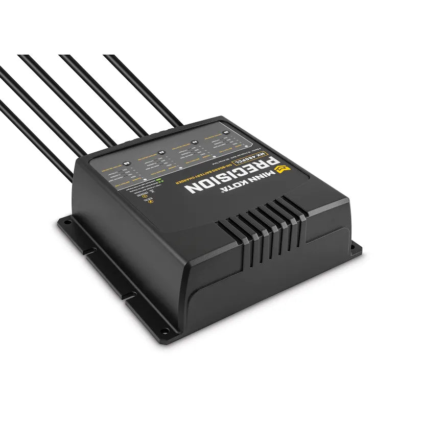 Cargador a bordo Minn Kota Precision MK-460 PCL, 4 bancos x 15 amperios, optimizado para litio
