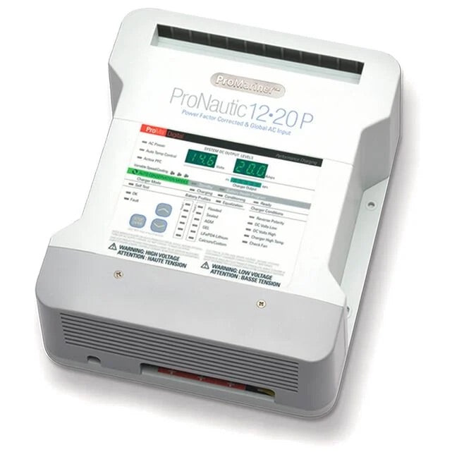 Cargador de baterías ProMariner ProNautic 1220P de 20 amperios y 3 bancos