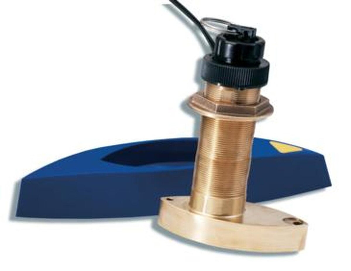 Transductor pasacasco de bronce Raymarine B744VL de vástago largo con bloque de carenado