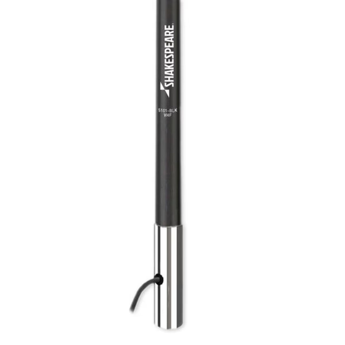Antena VHF clásica Shakespeare 5101 de 8’ con cable RG-58 de 15' - Negra