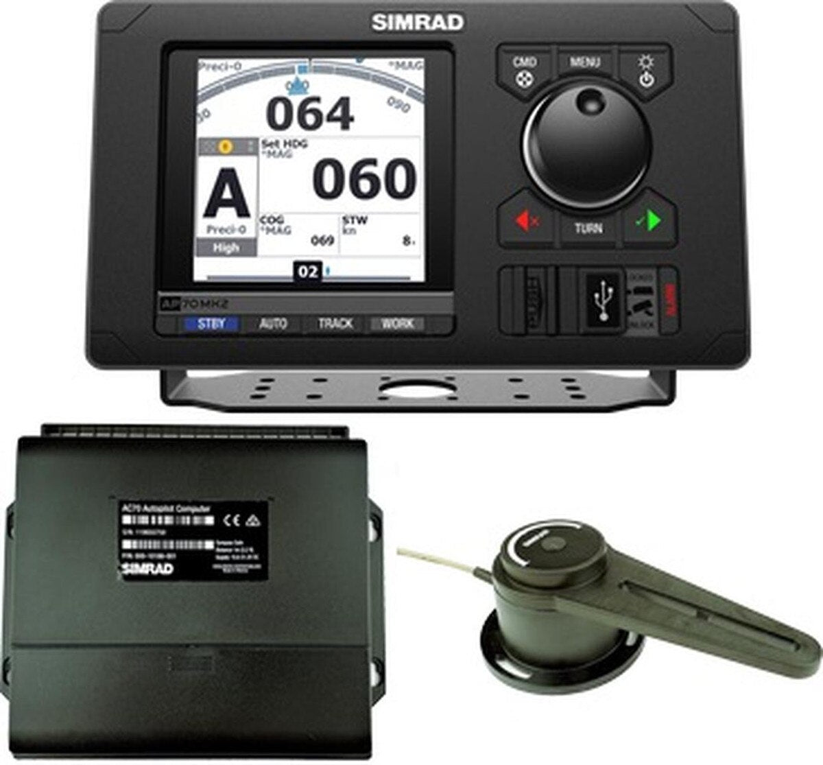 Simrad AP70 MK2 Autopilot Basic Pack- Includes AP70 MK2 Control Head, AC70 Course Computer & RF300 Feedback