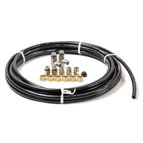 A set of black ORB autopilot fittings and associated components, including tubes and fittings, arranged on a white background.