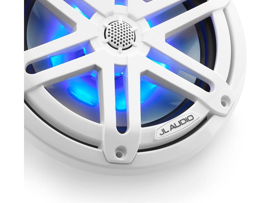 JL Audio M3 Series 7.7" Marine Coaxial Speakers w/Gloss White Sport Grilles w/RGB LED Lighting - M3-770X-S-Gw-i