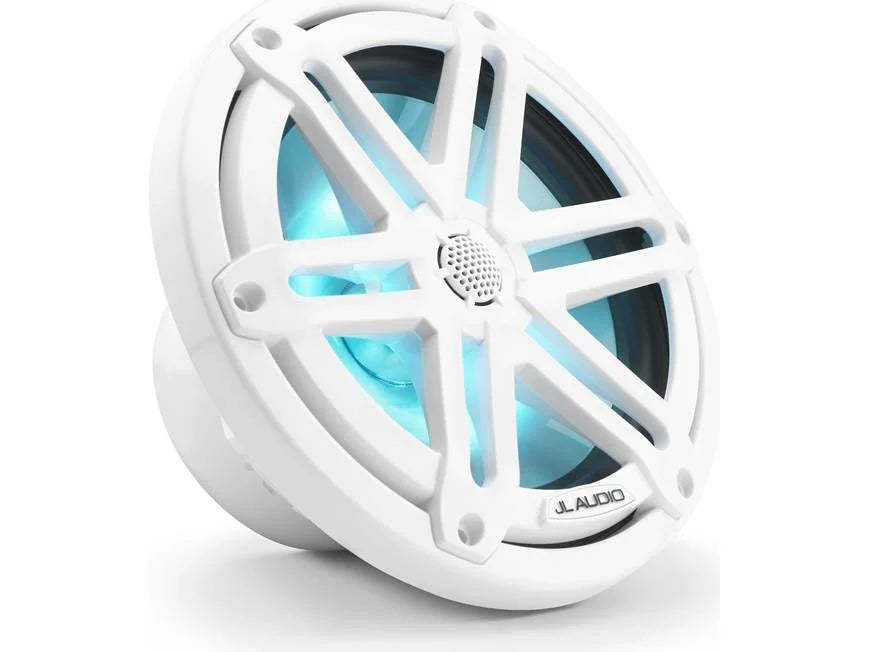 JL Audio M3 Series 7.7" Marine Coaxial Speakers w/Gloss White Sport Grilles w/RGB LED Lighting - M3-770X-S-Gw-i